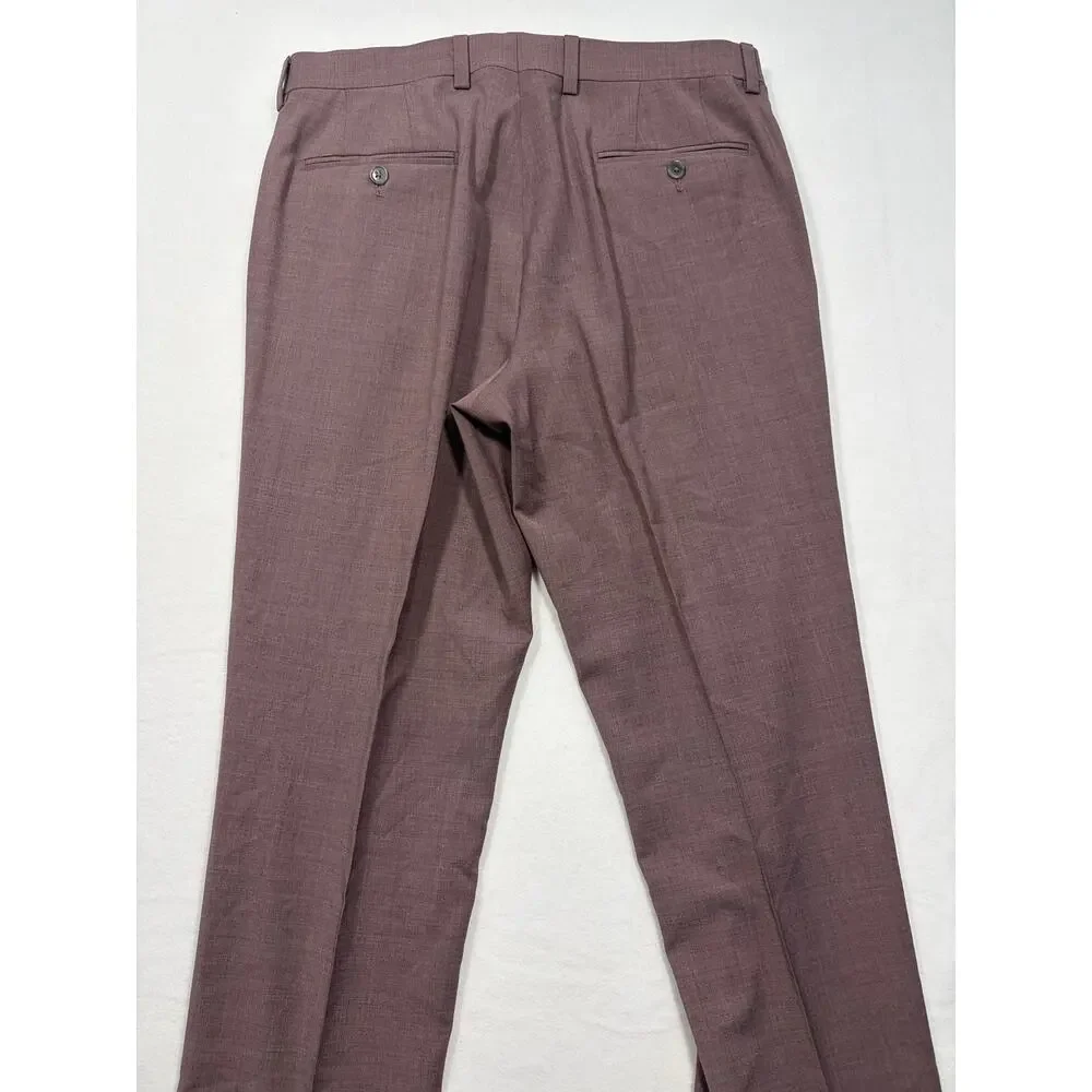 Saks Fifth Avenue Koby Pants Mens 34x32 Mauve Wool Blend Dress Pants Made Canada